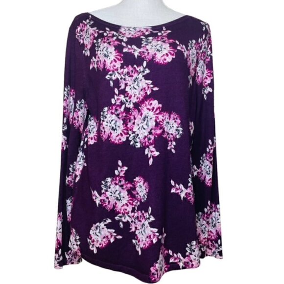 CHICO'S Floral Bateau-Neck Pullover Sweater - Size Medium - Picture 2 of 8